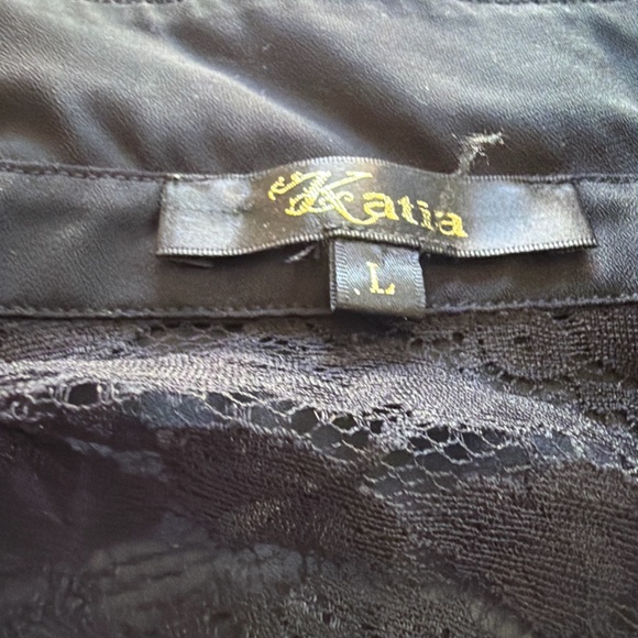 Guess Black Open Knit Mesh Top |Shirt Size M - Picture 8 of 9